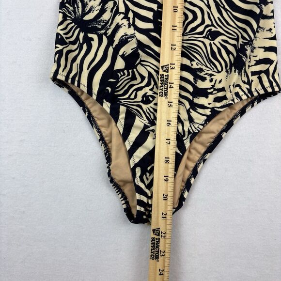 Crewcuts By J Crew Zebra Print Bathing Suit Girls Youth 16 One Piece Open Back - Picture 7 of 10